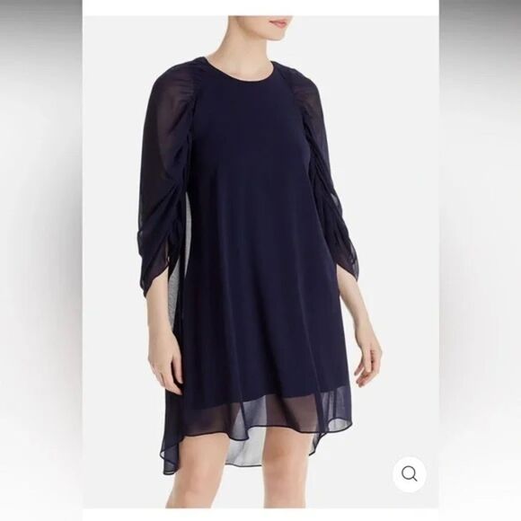 KOBI HALPERIN SMALL Arlene Womens Ruched Sleeves Midi Cocktail And Party Dress - Picture 1 of 11